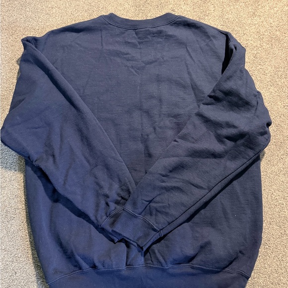 Gildan Navy Crewneck Sweater with College Print - Picture 2 of 4